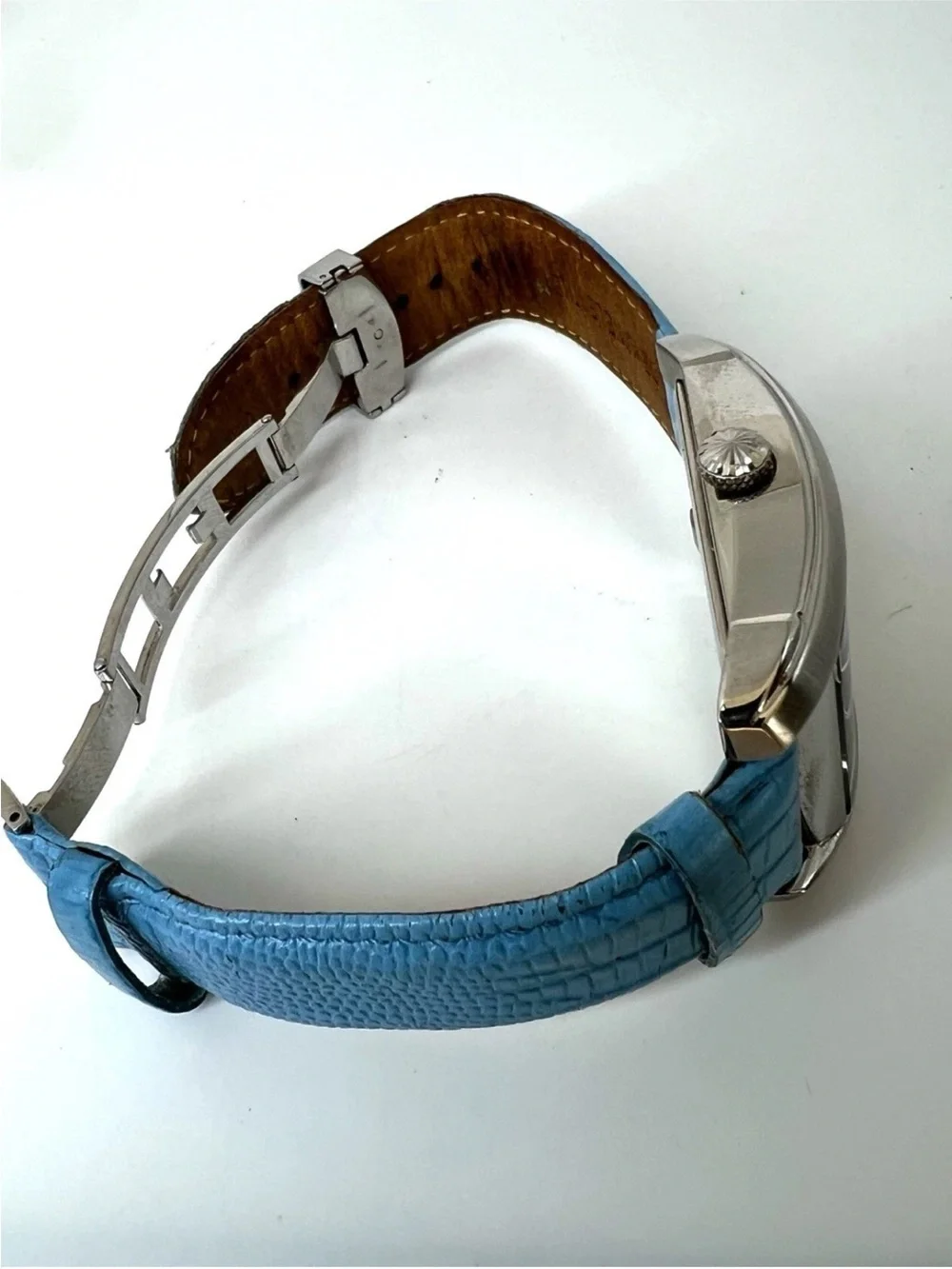 Tavan Blue Mother-of-Pearl Dial Watch with Blue Leather Strap